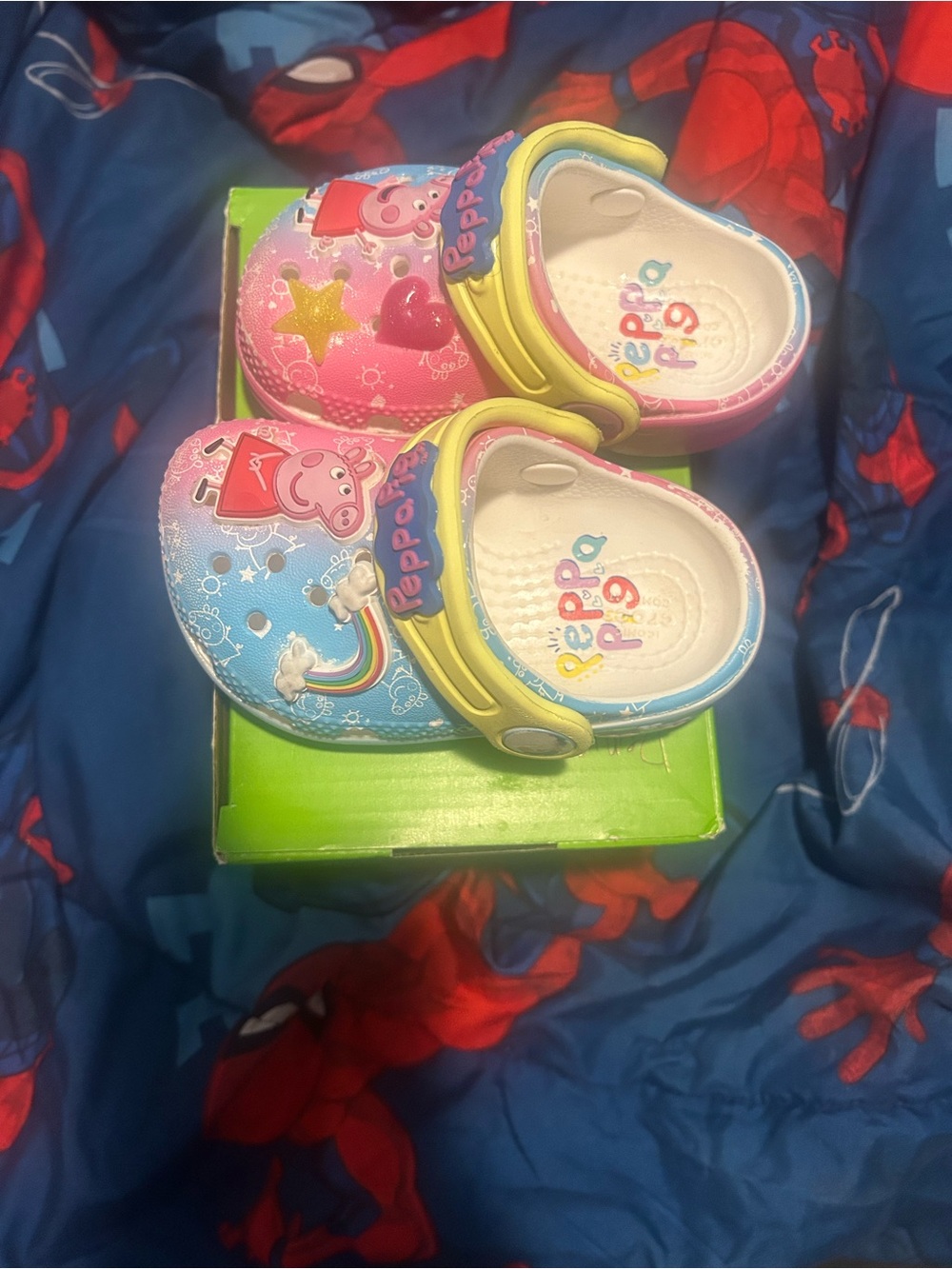 Peppa Pig Pink and Blue Kids Clog Sandals with Yellow Strap